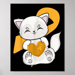 Cute Arctic Fox With Orange Ribbon For Leukemia Aw Poster
