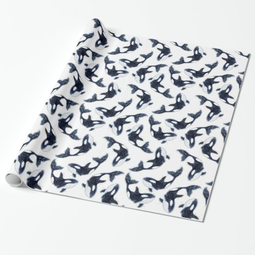 Cute Arctic Orca Pattern White Wrapping Paper