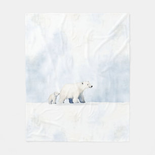 Cute arctic polar bear family fleece blanket