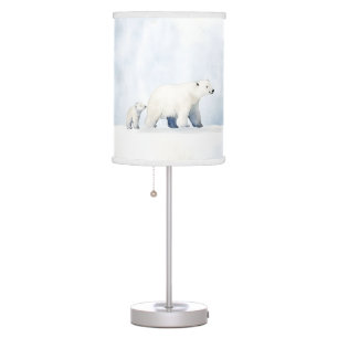 Cute arctic polar bear family table lamp