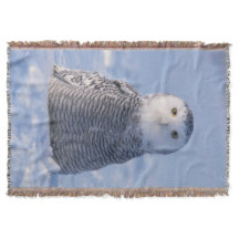 Cute Arctic Snowy Owl Photo Designed Woven