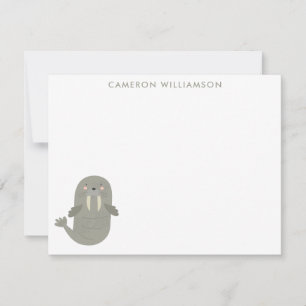 Cute Arctic Walrus Personalized Stationery Note Card