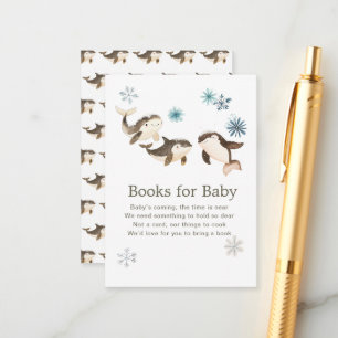 Cute Arctic Whale Baby Shower Books For Baby Enclosure Card