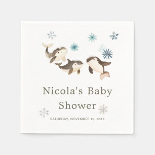 Cute Arctic Whale Baby Shower Napkins