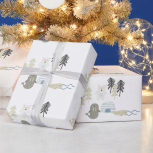 Cute Arctic Winter Animals Wrapping Paper