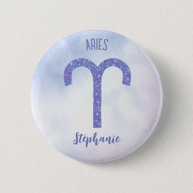 Cute Aries Astrology Sign Personalized Button (Front)