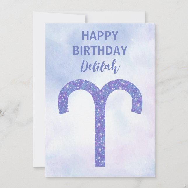 Cute Aries Astrology Sign Personalized Card (Front)