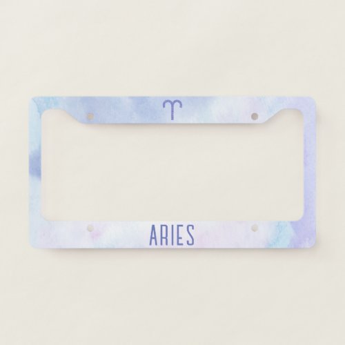 Cute Aries Astrology Sign Purple License Plate Frame