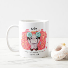 Cute Aries Ram Watercolor Bull Zodiac Monogram Coffee Mug