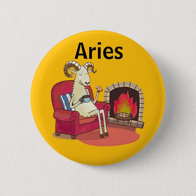 cute Aries the Ram zodiac star constellation Button (Front)