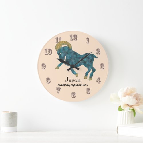 Cute Aries Zodiac Birthday for kids Large Clock