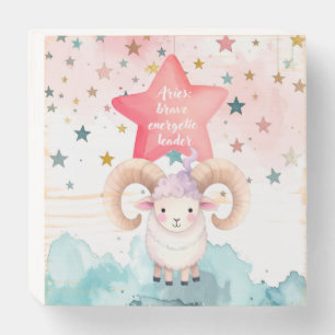 Cute Aries Zodiac Sign Wood box wall Art for Girl