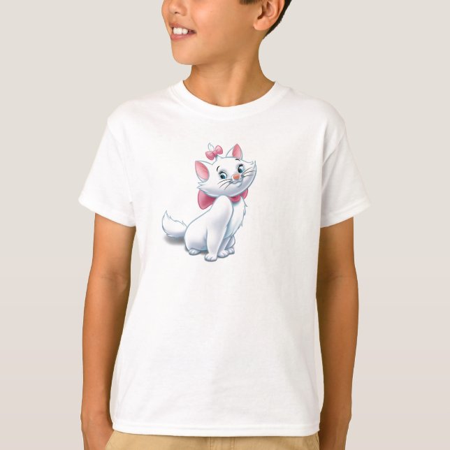 Cute Aristocats White and Pink Cat Disney T-Shirt (Front)