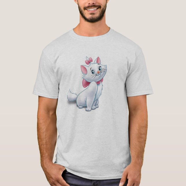 Cute Aristocats White and Pink Cat Disney T-Shirt (Front)