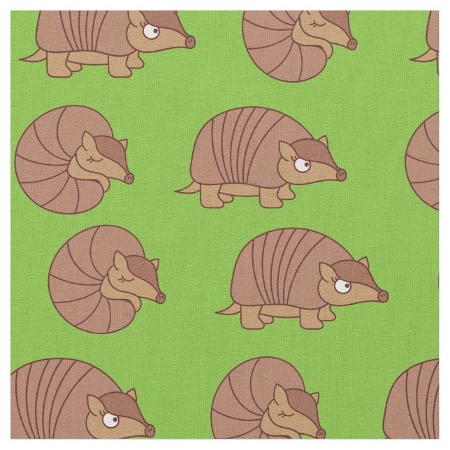 Cute Armadillo Cartoon Kids Fabric (Close Up)