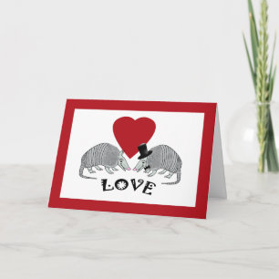 Cute Armadillo Heart Love Cards