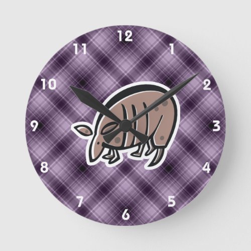 Cute Armadillo Purple Round Clock