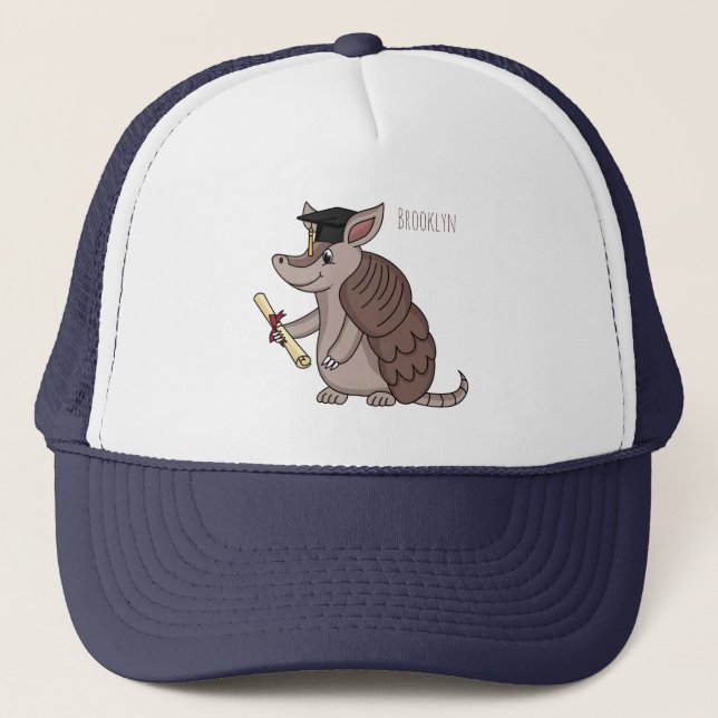 Cute armadillo with graduation cap cartoon (Front)