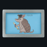 Cute armadillo with graduation cap cartoon  belt buckle<br><div class="desc">This armadillo has been learning! Drawn in fun cartoon style.</div>