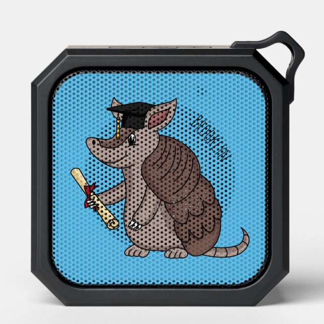 Cute armadillo with graduation cap cartoon bluetooth speaker (Front)