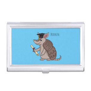 Cute armadillo with graduation cap cartoon  business card case