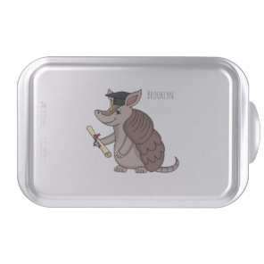Cute armadillo with graduation cap cartoon  cake pan