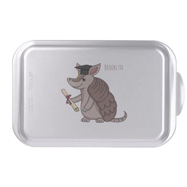 Cute armadillo with graduation cap cartoon  cake pan (Front)