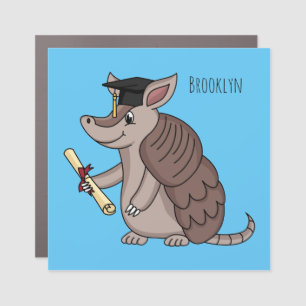 Cute armadillo with graduation cap cartoon  car magnet