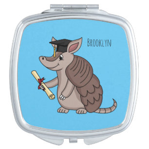 Cute armadillo with graduation cap cartoon compact mirror