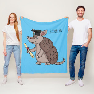 Cute armadillo with graduation cap cartoon fleece blanket