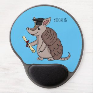 Cute armadillo with graduation cap cartoon gel mouse pad