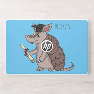 Cute armadillo with graduation cap cartoon HP laptop skin