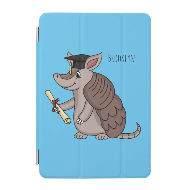 Cute armadillo with graduation cap cartoon iPad mini cover (Front)