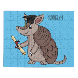 Cute armadillo with graduation cap cartoon jigsaw puzzle
