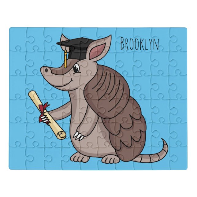 Cute armadillo with graduation cap cartoon jigsaw puzzle (Puzzle Horizontal)