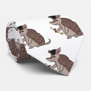Cute armadillo with graduation cap cartoon neck tie