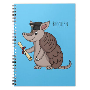 Cute armadillo with graduation cap cartoon notebook