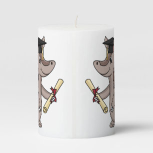 Cute armadillo with graduation cap cartoon pillar candle