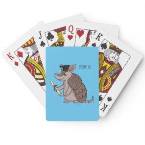 Cute armadillo with graduation cap cartoon poker cards