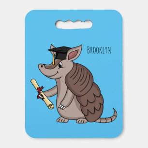 Cute armadillo with graduation cap cartoon seat cushion