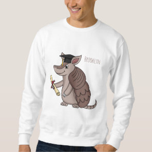 Cute armadillo with graduation cap cartoon sweatshirt