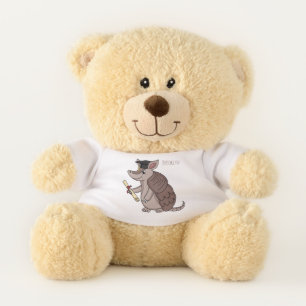 Cute armadillo with graduation cap cartoon teddy bear