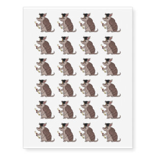 Cute armadillo with graduation cap cartoon temporary tattoos