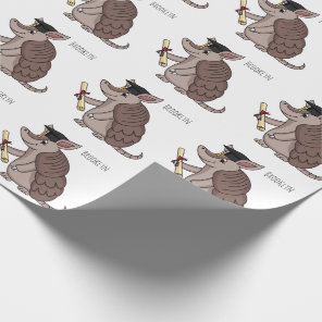 Cute armadillo with graduation cap cartoon wrapping paper