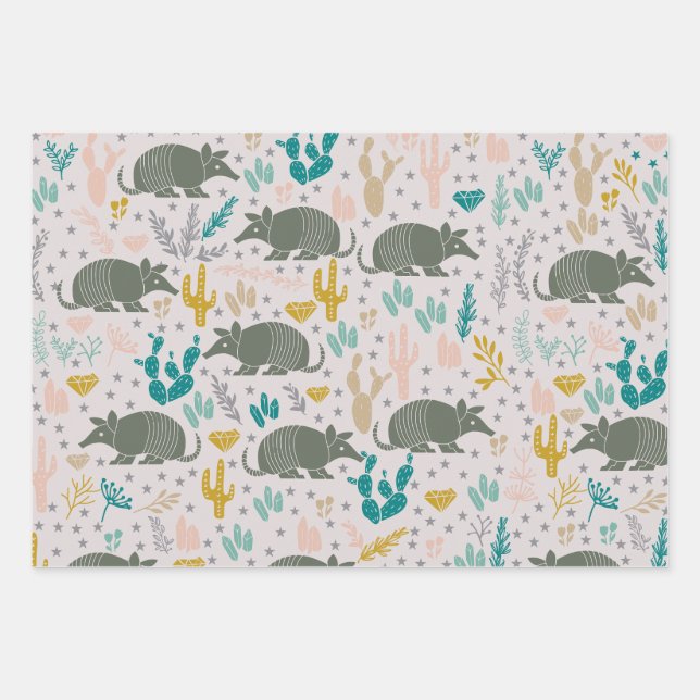 Cute Armadillo Wrapping Paper (Front)