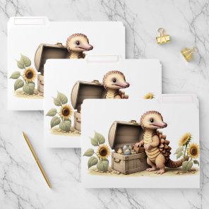 Cute Armadillos and Sunflowers File Folder
