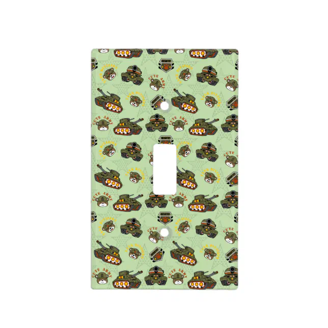 Cute Army Bear Pattern Light Switch Cover | Zazzle