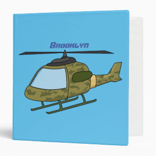 Cute army camoflage helicopter cartoon 3 ring binder