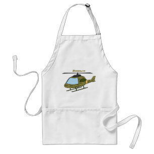 Cute army camoflage helicopter cartoon adult apron