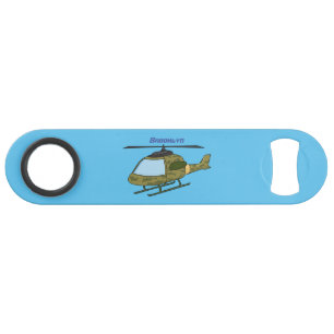 Cute army camoflage helicopter cartoon bar key